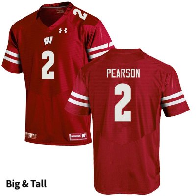 Men's Wisconsin Badgers NCAA #2 Reggie Pearson Red Authentic Under Armour Big & Tall Stitched College Football Jersey CV31C63MU